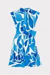 Milly Joan Dream Rose Pleated Mini Dress In Teal Blue