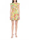 Milly Joan Tulip Rosette Pleated Mini Dress In Yellow In Multi