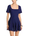 Milly Joy Lace Godet Dress In Navy