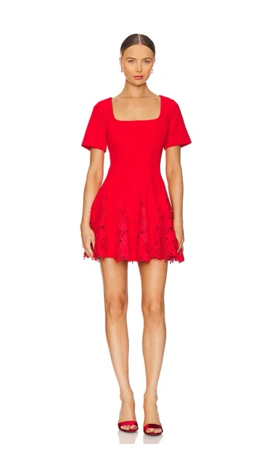 Milly Joy Square Neck Mini Godet Dress In Red