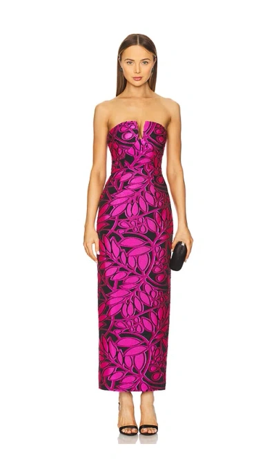 Milly Judith Midi Dress In 핑크 & 블랙