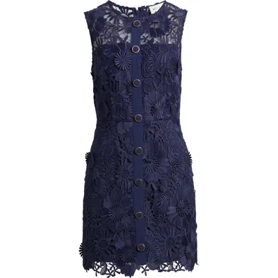 Milly Judy Floral Lace Minidress In Navy