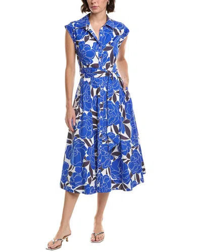 Milly Jules Floral Poplin Dress In Blue