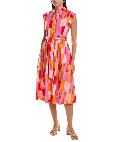 Milly Jules Sunset Tile Poplin Midi Dress In Multi