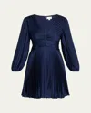 Milly Julia Cutout Pleated A-line Mini Dress In Navy