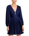 Shop Milly Julia Pleated Dress In Navy