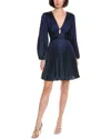 Milly Julia Cutout Pleated A-line Mini Dress In Blue