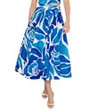 Milly Juliet Dream Floral Midi Skirt In Teal Blue Multi