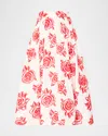 Milly Juliet Rose Midi Skirt In Red/white