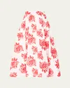 Milly Juliet Rose Midi Skirt In Red/white