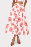 Milly Juliet Rose Midi Skirt In Red/white