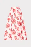 Milly Juliet Rose Midi Skirt In Red/white