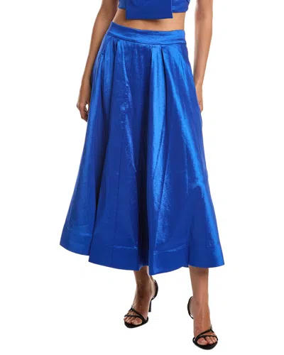 Milly Juliet Taffeta Midi Skirt In Blue
