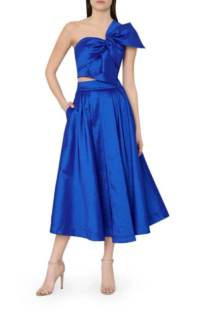 Milly Juliet Taffeta Midi Skirt In Blue