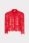 Milly June Roja Lace Long Sleeve Top In Red