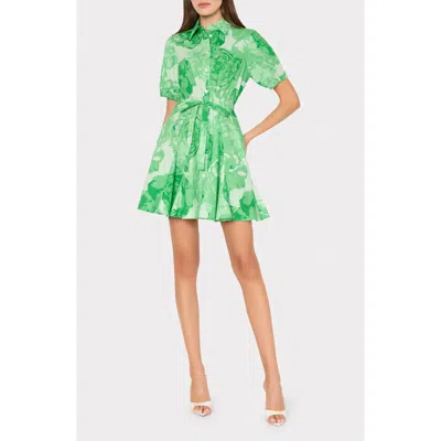 Milly Juni Floral Stretch Cotton Poplin Mini Shirtdress In Multi