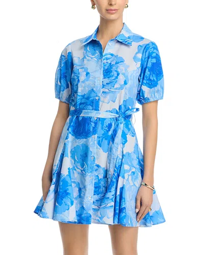 Milly Juni Printed Poplin Dress In Blue