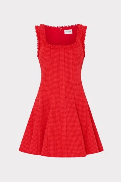 Milly Juniper Boucle Mini Dress In Red