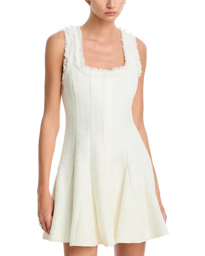 Milly Juniper Cotton Blend Tweed Fit & Flare Mini Dress In White