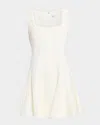 Milly Juniper Fringe-trim Godet Boucle Mini Dress In White