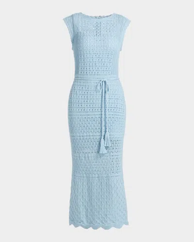 Milly Kai Crochet Cotton Sheath Midi Dress In Blue