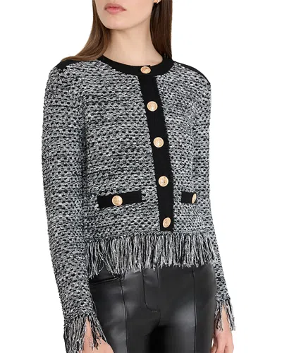 Milly Kaia Textured Knit Cardigan Jacket In Black