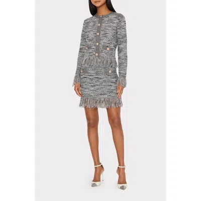 MILLY MILLY KAIA FRINGE TWEED CARDIGAN