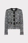 Milly Kaia Textured Knit Cardigan Jacket In Black