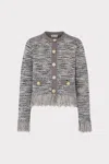 Milly Kaia Textured Knit Cardigan Jacket In Gray