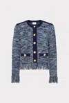 Milly Kaia Textured Knit Cardigan Jacket In Navy