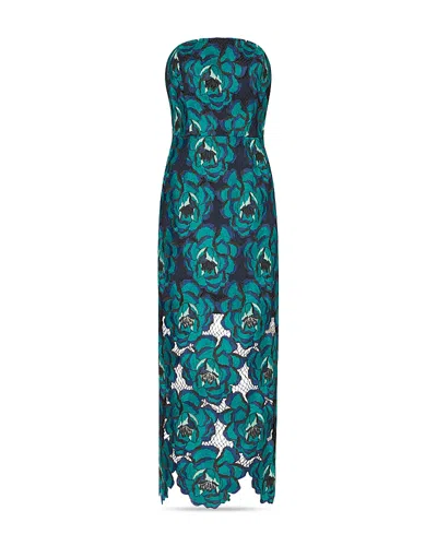 Milly Kait Blue Bloom Midi Dress In Black