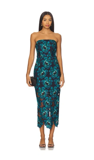 Milly Kait Blue Bloom Midi Dress In Black