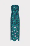 Milly Kait Blue Bloom Midi Dress In Black