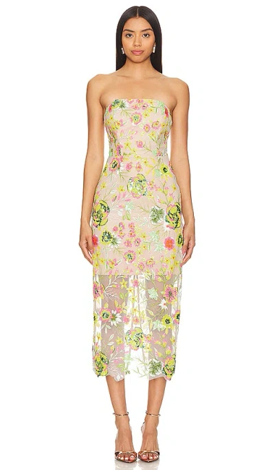 Milly Kait Botanica Sequined Embroidered Dress In Green Multi
