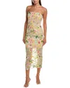 Milly Kait Botanical Petals Sequins Midi Dress
