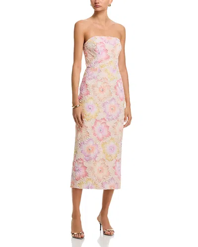 Milly Kait Floral Embroidered Dress In Pink