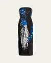 Milly Kait Vines Dress In Black/blue