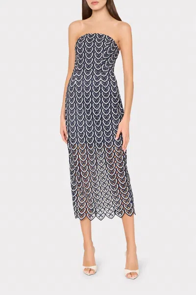 Milly Kait Lace Midi Dress In Blue