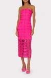 Milly Kait Strapless Tile Lace Midi Dress In  Pink