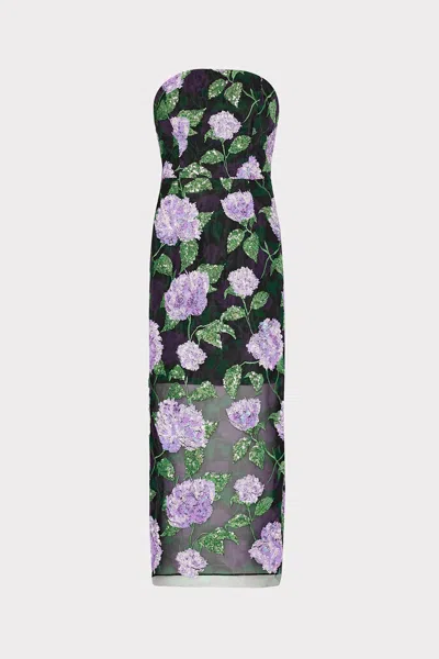 Milly Kait Printed Sequins Midi Dress In Lilac