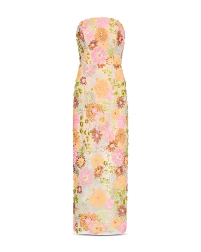 Milly Kait Sequined Strapless Dress In Orange