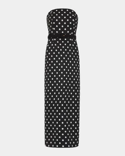 Milly Kait Strapless Polka Dot Midi Dress In Multi
