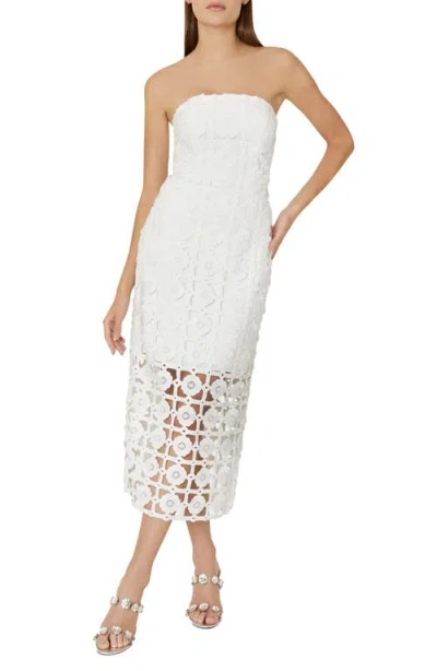 MILLY MILLY KAIT STRAPLESS TILE LACE MIDI DRESS