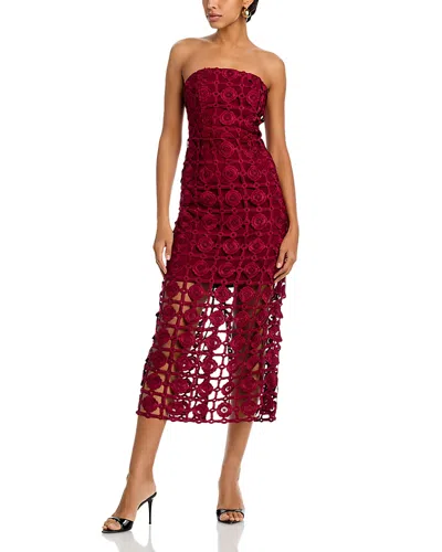 Milly Kait Tile Lace Dress In Burgundy In Red