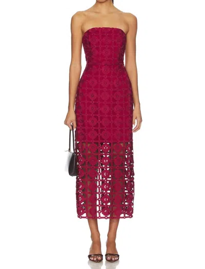 Milly Kait Tile Lace Dress In Burgundy In Red