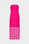 Milly Kait Strapless Tile Lace Midi Dress In  Pink