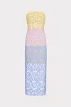 MILLY KAIT TROIS COLOR LACE MIDI DRESS