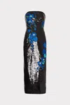 Milly Kait Vines Dress In Black/blue