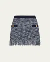 Milly Kali Textured Knit Mini Skirt In Navy Multi