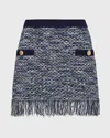 Milly Kali Textured Knit Mini Skirt In Navy Multi